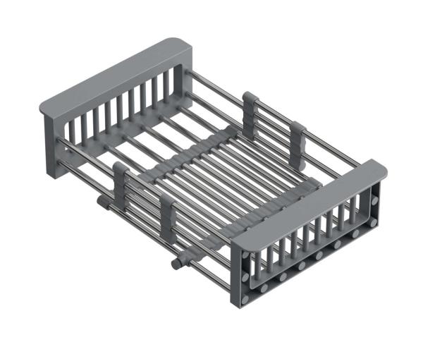 Quadri Universal bandeja extensible, cesta de inserción o cesta para restos de acero inoxidable con asas grises, 225 mm de ancho 1208967543