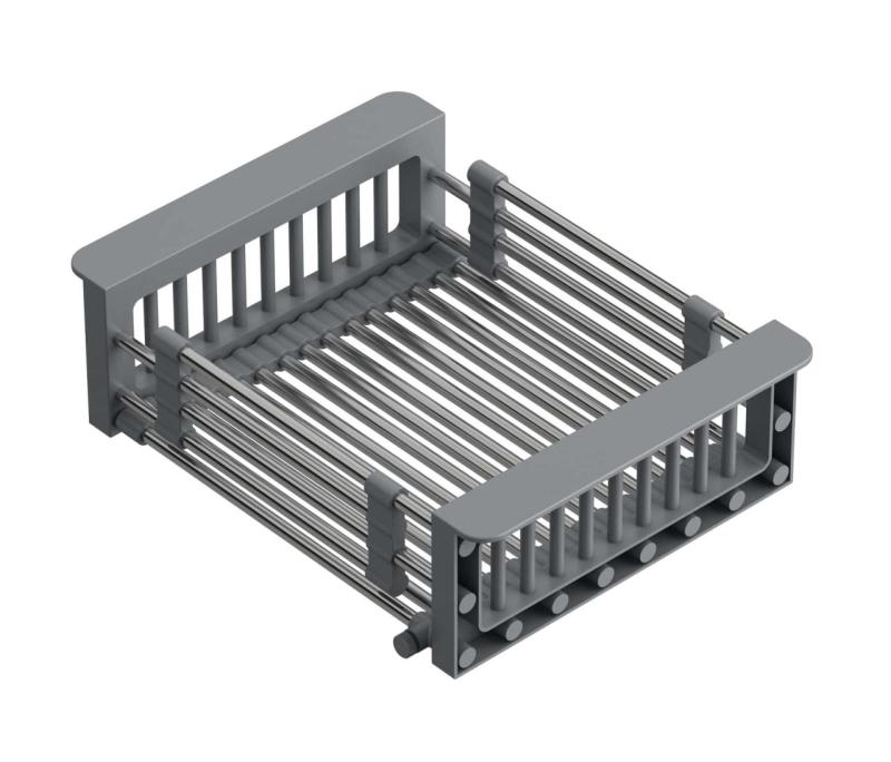 Quadri Universal bandeja extensible, cesta de inserción o cesta para restos de acero inoxidable con asas grises, 225 mm de ancho 1208967543