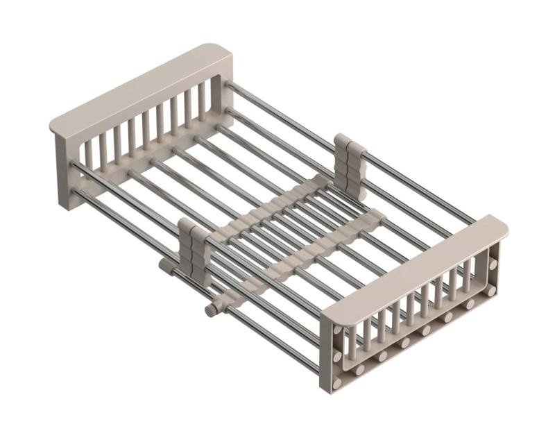 Quadri Cesta extensible universal de acero inoxidable con asas beige, 225 mm de ancho, 1208967544