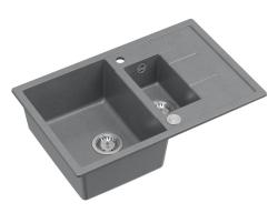 Quadri Brenton gris granito encimera 1,5 fregadero con escurridor 78x50cm con tapón de acero inoxidable 1208967559