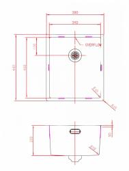 Fregadero de acero inoxidable Pure.Sink Prestige 34x40 cm con radio de 10 mm para instalación bajo encimera, a ras de encimera y sobre encimera PPG3440-02.