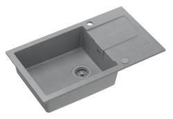 Quadri Sutton XL fregadero de granito gris sobre encimera 78x45cm con escurridor reversible con tapón gris 1208967576