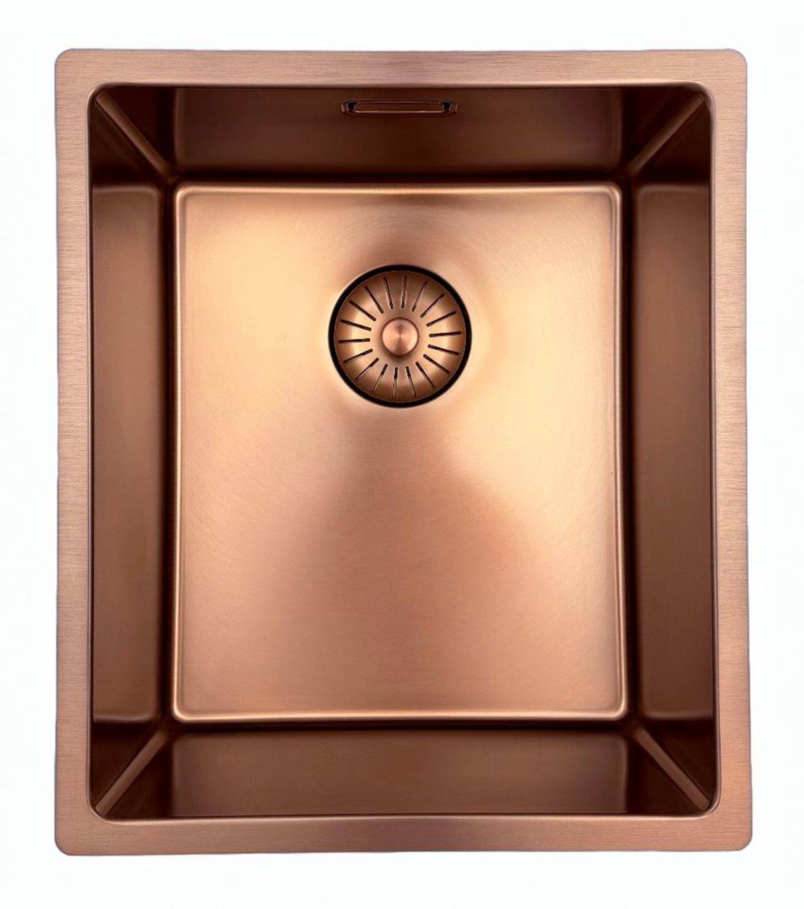 Fregadero Pure.Sink Prestige 34x40 cm PVD Cobre con radio de 10 mm para montaje bajo encimera, montaje a ras y montaje sobre encimera PPG3440-62.