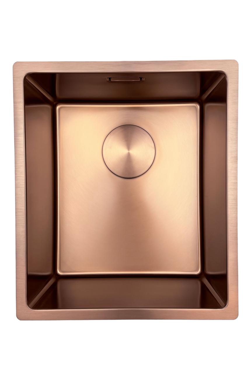 Fregadero Pure.Sink Prestige 34x40 cm PVD Cobre con radio de 10 mm para montaje bajo encimera, montaje a ras y montaje sobre encimera PPG3440-62.