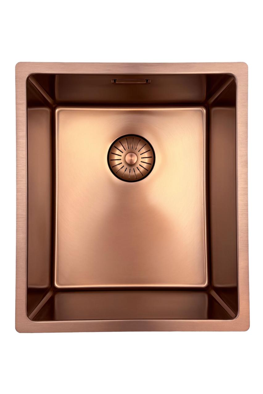 Fregadero Pure.Sink Prestige 34x40 cm PVD Cobre con radio de 10 mm para montaje bajo encimera, montaje a ras y montaje sobre encimera PPG3440-62.