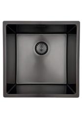 Lavabo Pure.Sink Prestige de 40x40 cm PVD Gun Metal con un radio de 10 mm para instalación bajo encimera, a ras de encimera y sobre encimera PPG4040-61.