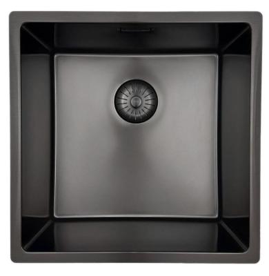Lavabo Pure.Sink Prestige de 40x40 cm PVD Gun Metal con un radio de 10 mm para instalación bajo encimera, a ras de encimera y sobre encimera PPG4040-61.