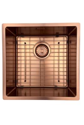 Fregadero Pure.Sink Prestige 40x40 cm PVD Cobre, radio de 10 mm, instalación bajo encimera, a ras de encimera y sobre encimera PPG4040-62.