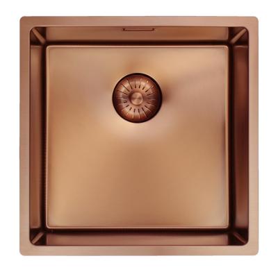 Fregadero Pure.Sink Prestige 40x40 cm PVD Cobre, radio de 10 mm, instalación bajo encimera, a ras de encimera y sobre encimera PPG4040-62.