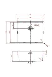 Fregadero de acero inoxidable Pure.Sink Prestige 50x40 cm con radio de 10 mm para instalación bajo encimera, a ras de encimera y sobre encimera PPG5040-02.