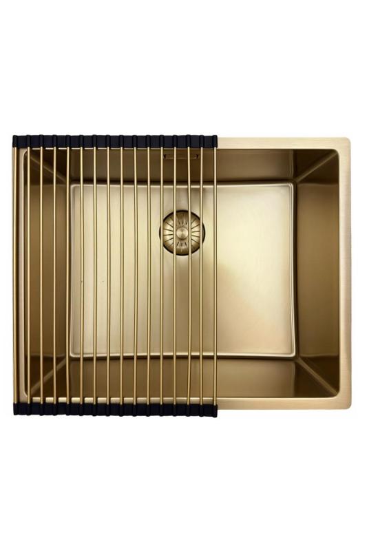 Fregadero Pure.Sink Prestige 50x40 cm PVD Oro con radio de 10 mm para instalación bajo encimera, al ras y sobre encimera PPG5040-60.