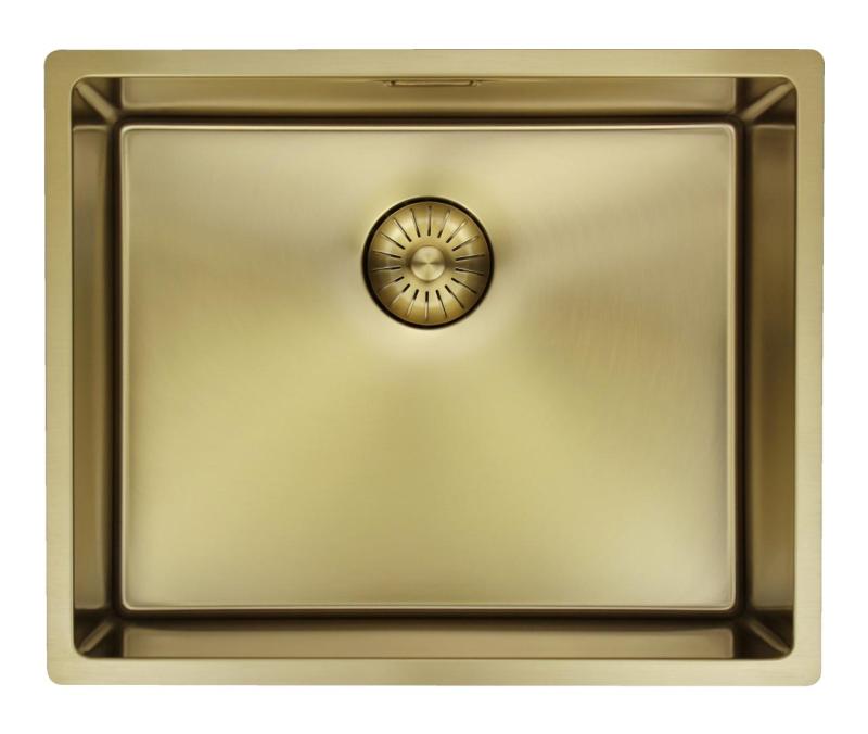 Fregadero Pure.Sink Prestige 50x40 cm PVD Oro con radio de 10 mm para instalación bajo encimera, al ras y sobre encimera PPG5040-60.