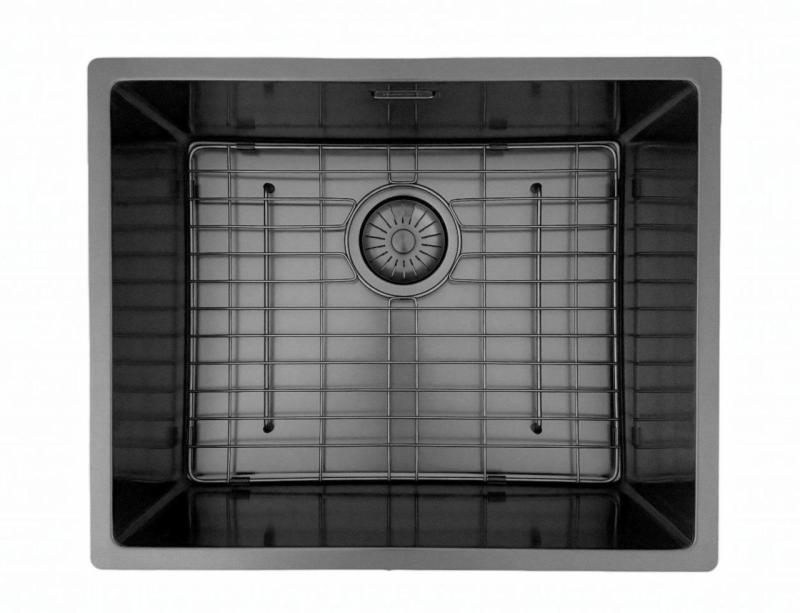 Fregadero Pure.Sink Prestige 50x40 cm PVD Gun Metal radio 10mm para instalación bajo encimera, a ras de encimera y sobre encimera PPG5040-61.