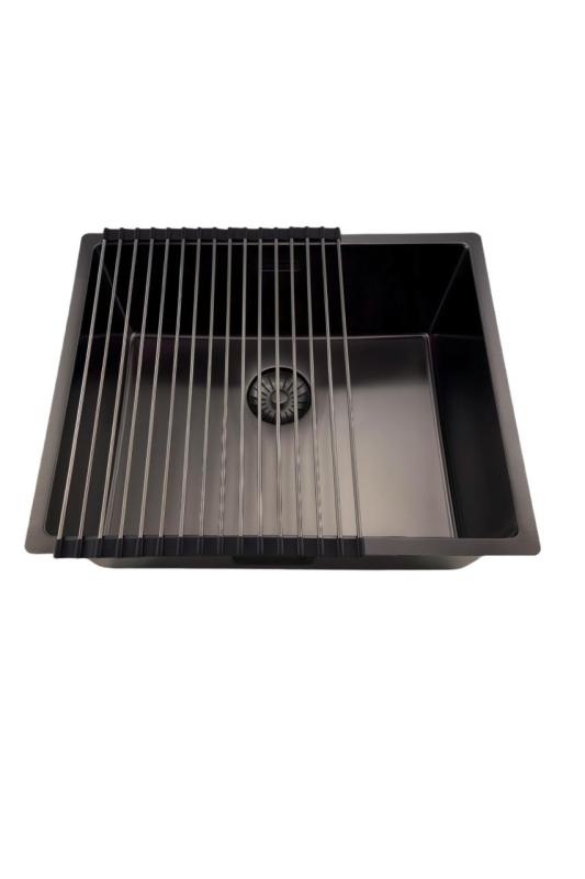 Fregadero Pure.Sink Prestige 50x40 cm PVD Gun Metal radio 10mm para instalación bajo encimera, a ras de encimera y sobre encimera PPG5040-61.