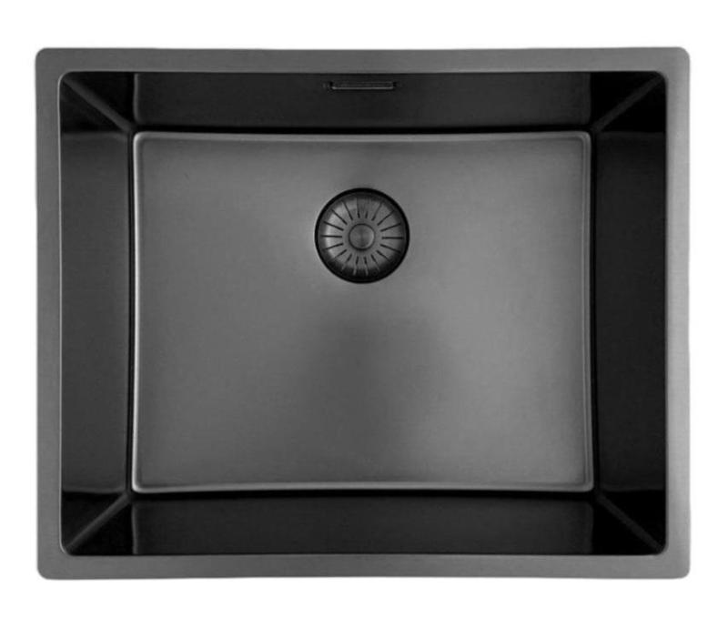Fregadero Pure.Sink Prestige 50x40 cm PVD Gun Metal radio 10mm para instalación bajo encimera, a ras de encimera y sobre encimera PPG5040-61.