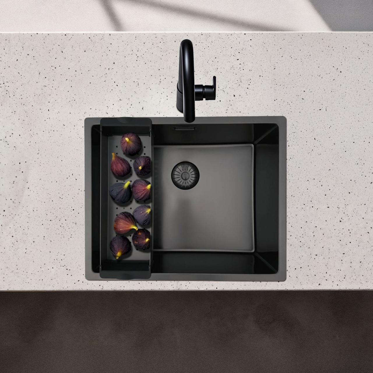 Pure.Sink Prestige bandeja empotrada para fregadero Gun Metal PPGCL40-61 - Productafbeelding 2