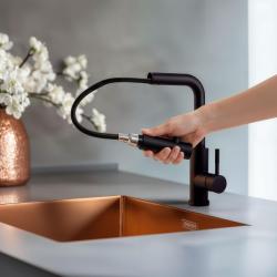 Grifo de cocina Pure.Sink Elite Steel Spark-S negro mate con salida extensible PS8041-10