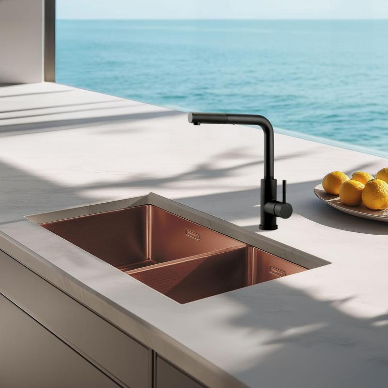 Grifo de cocina Pure.Sink Elite Steel Spark-S negro mate con salida extensible PS8041-10