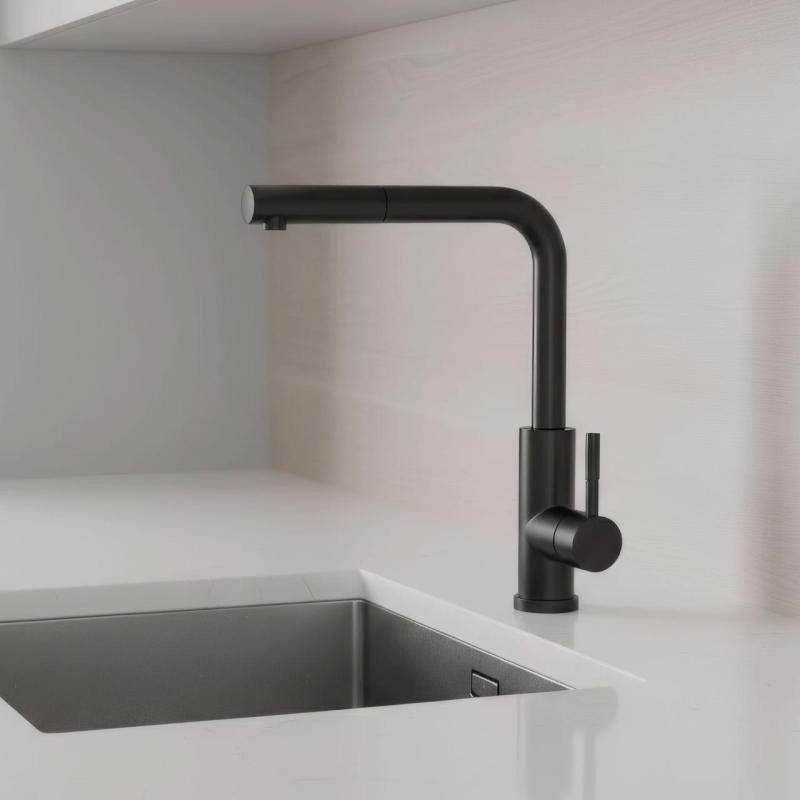 Grifo de cocina Pure.Sink Elite Steel Spark-S negro mate con salida extensible PS8041-10