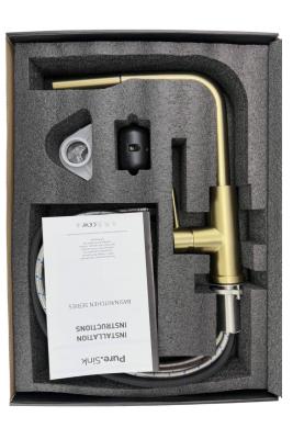 Grifo de cocina Pure.Sink Elite Steel Spark-S PVD en oro cepillado con caño extraíble PS8041-60