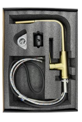 Grifo de cocina Pure.Sink Elite Steel Spark-S PVD en oro cepillado con caño extraíble PS8041-60
