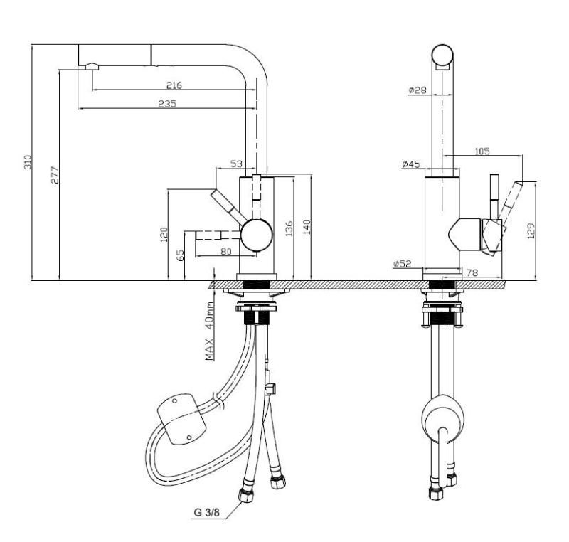 Pure.Sink Elite Steel Spark-S grifo de cocina PVD Gun Metal con caño extraíble PS8041-61