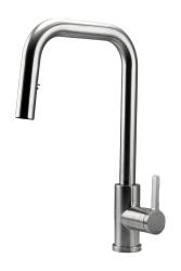 Grifo de cocina Pure.Sink Elite Steel Crystal-S de acero inoxidable con caño extraíble PS8050-02