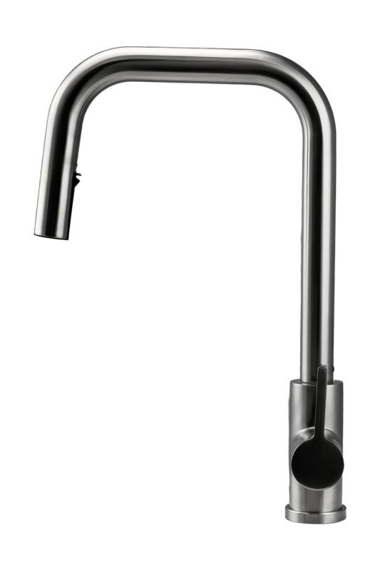 Grifo de cocina Pure.Sink Elite Steel Crystal-S de acero inoxidable con caño extraíble PS8050-02