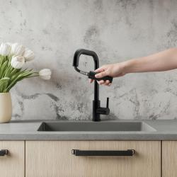 Grifo de cocina Pure.Sink Elite Steel Crystal-S en negro mate con caño extraíble PS8050-10.