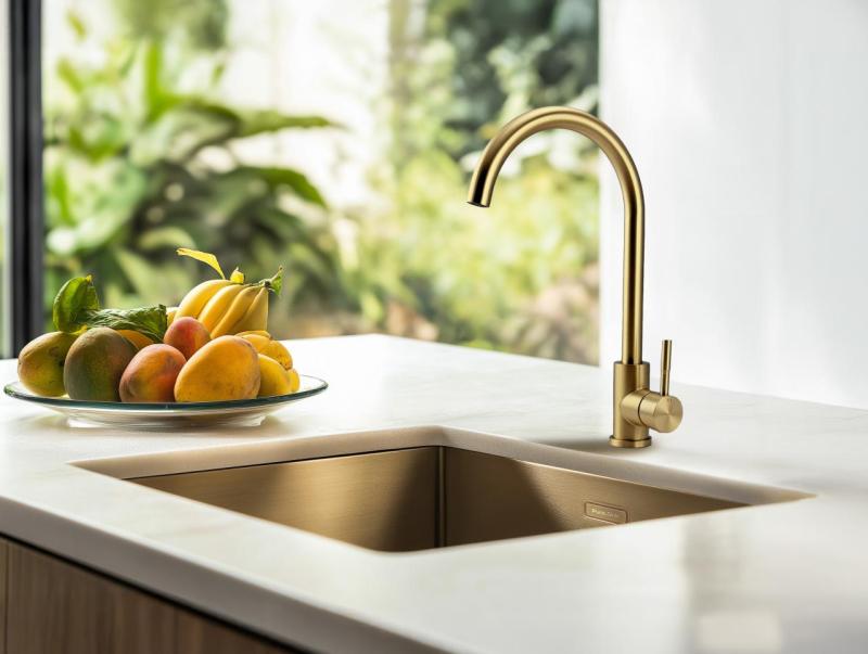 Grifo de cocina Pure.Sink Elite Steel Stream PVD en oro cepillado PS8044-60.