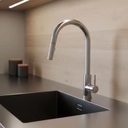 Grifo de cocina Pure.Sink Elite Steel Stream-S de acero inoxidable con caño extraíble PS8045-02