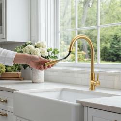 Grifo de cocina Pure.Sink Elite Steel Stream-S en acero PVD dorado cepillado con caño extraíble PS8045-60