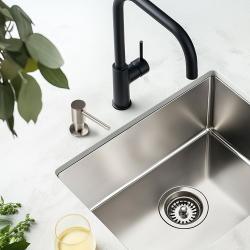 Dispensador de jabón empotrado Pure.Sink Elite Steel Shine, acero inoxidable rellenable desde arriba PS9010-02.