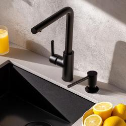 Dispensador de jabón empotrado Pure.Sink Elite Steel Shine, rellenable desde arriba, negro mate PS9010-10.