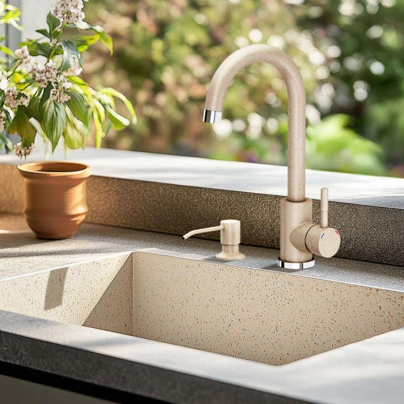 Quadri Coventry Grifo de Cocina Beige Arena con Caño Giratorio 1208967667