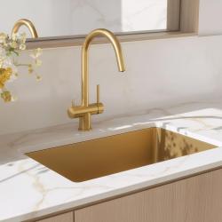 Quadri Leichester Grifo de Cocina PVD Oro de 3 vías con una conexión adicional para agua filtrada 1208967669.