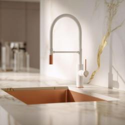 Quadri Retford Grifo de Cocina Blanco con Acabado en Cobre y Caño Flexible Blanco 1208967673