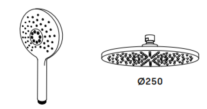 Waterevolution Flow combinación de ducha con ducha de lluvia PVD oro White Gold 250mm T141NR25WGE