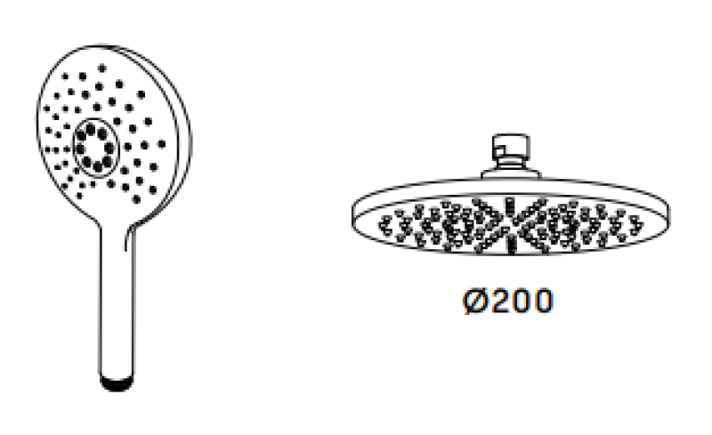 Waterevolution Flow combinación de ducha termostática con ducha de lluvia PVD cobre cepillado 200mm redondo T141TNRCPE
