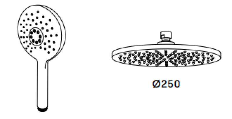 Waterevolution Flow combinación de ducha termostática con rociador de lluvia cromado de 250mm redondo T141TNR2501