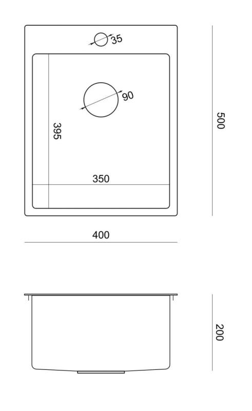 Aquadesign Clara Fregadero de Acero Inoxidable 40x50cm Sobremontaje o Integrado con Banco de Orificio para Grifo y Tapón de Acero Inoxidable - 1208967757