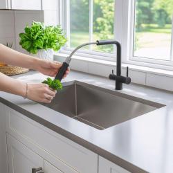 Quadri Ellesmere Grifo de Cocina Negro de 3 vías con una conexión adicional para agua filtrada 1208967780