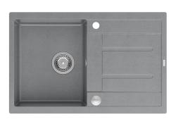 Quadri Sheffield Fregadero de Granito Gris Sobre Encimera 78x50cm con Escurridor y Tapa de Acero Inoxidable - 1208967793