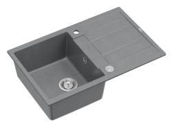 Quadri Sheffield Fregadero de Granito Gris Sobre Encimera 78x50cm con Escurridor y Tapa de Acero Inoxidable - 1208967793