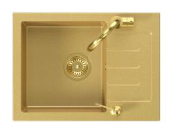 Quadri Kendal Set con Grifo de Cocina, Dispensador de Líquidos y Fregadero de Granito Dorado 60x44 cm con Escurridor y Tapón Dorado y Rebosadero- 1208967842