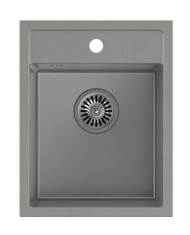 Quadri Londres Fregadero de Granito Gris 39x50 cm con Agujero para Grifo para Montaje - 1208967844