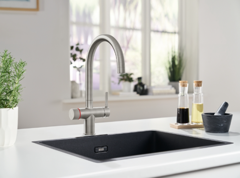 Franke Maris water hub 4L caldera 3-1 con grifo de agua hirviendo mecánico Twist, acero inoxidable, con conjunto mezclador waterhub 1208967858