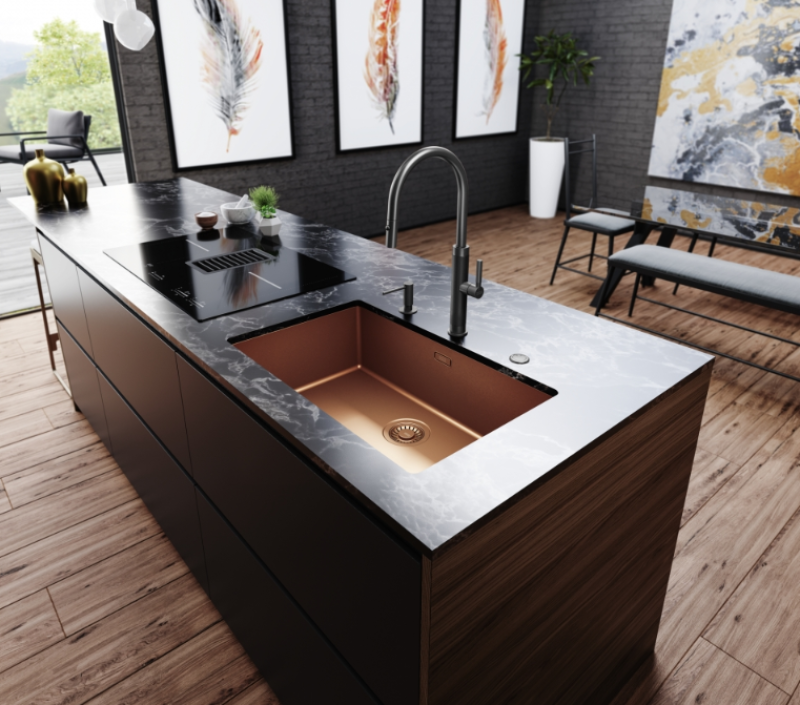 Franke Mythos Masterpiece Grifo de Cocina Antracita con Salida en J y Rociador Extraíble - 115.0711.555