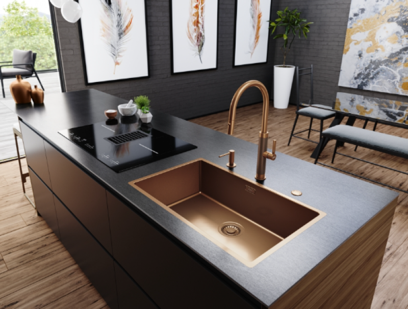 Franke Mythos Masterpiece Grifo de Cocina Cobre con Caño en J y Ducha Extraíble - 115.0711.557