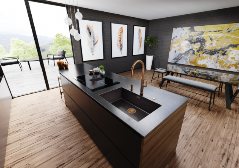 Franke Mythos Masterpiece Grifo de Cocina Cobre con Caño en J y Ducha Extraíble - 115.0711.557